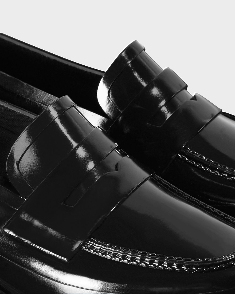 Mokasyny Damskie - Hunter Original Gloss Penny - Czarne - ZPEI-27058